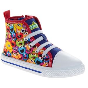 New without box NWOB Sesame Street Red and Blue Sneakers with Cartoon Monsters